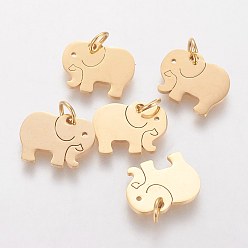 Golden 304 Stainless Steel Pendants, Elephant, Golden, 11x14x1mm, Hole: 3mm