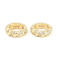 Настоящее золото 18K Латунные микропаве из прозрачного кубического циркония, долговечный, стойки покрытие, без свинца и без кадмия, скрученный, реальный 18 k позолоченный, 11x3 мм, отверстие : 7 мм