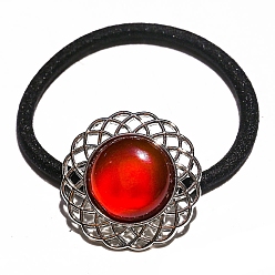 Темно-Красный Резинки для волос из натурального сердолика, для женщин, темно-красный, Цветок: 30x30 мм