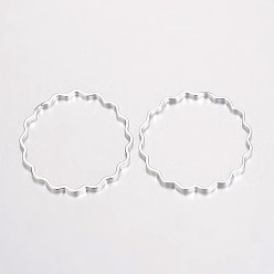 Серебро Латунь связывая волнистые кольца, серебряные, 25x1 мм