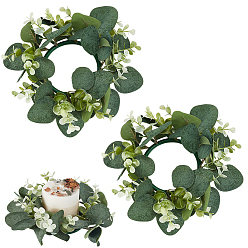 Dark Green Spun Silk Cloth with PE Plastic Garland for Candle, Artificial Flower, Dark Green, 235x200x70mm