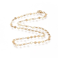 Золотой 304 из нержавеющей стали ссылка цепи ожерелья, с карабин-лобстерами , плоско-круглые, золотые, 16.53 дюйм (42 см)