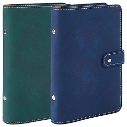 Mixed Color 2Pcs 2 Colors Rectangle Imitation Leather Loose-leaf Notebook Book Covers, for School Office Supplies, Mixed Color, 190x123~131x28.5mm, 1pc/color