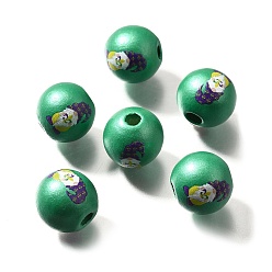 Santa Claus Печатное натуральное дерево, жемчужные, карнавальная серия, Дед Мороз, 15.5x14.5 мм, отверстие : 4.5 мм