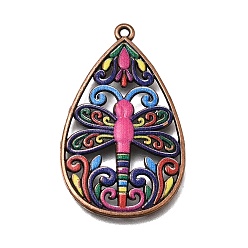 Teardrop Подвески из эмали и сплава, Красная медь, слезинки, 37.5x22.5x3 мм, отверстие : 1.4 мм