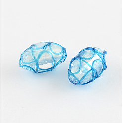 Deep-Sky-blau Manuell Murano Glas Perlen, ellipsenförmige, Deep-Sky-blau, 16x11 mm, Bohrung: 1.4~1.6 mm