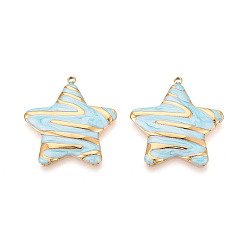 Светло-Синий 304 подвески из нержавеющей стали и эмали, звезды прелести, золотые, голубой, 27x25.5x3 мм, отверстие : 1.4 мм