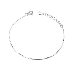 Platinum SHEGRACE Simple Elegant Rhodium Plated 925 Sterling Silver Bracelet, Snake Chain Bracelet, Platinum, 160x0.8mm