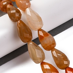 Red Agate Натуральный красный агат бисер нитей, окрашенная и подогревом, граненые, слеза, 25x15 мм, отверстие : 1.5 мм, около 16 шт / нитка, 16.34'' (41.5 см)