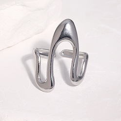 Couleur Acier Inoxydable Manchette irrégulière en acier inoxydable avec anneaux ouverts pour femmes, couleur inox, diamètre intérieur: 304 mm