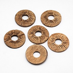 Верблюжий Природных кокосового плоские круглые бусины, верблюжие, 38x5 мм, отверстие : 12 мм