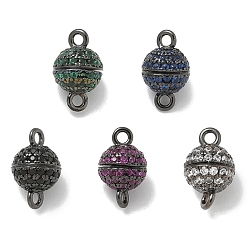 (52) Непрозрачная лаванда Стойка покрытие круглая латунь микропаве кубический цирконий магнитные застежки, долговечный, без свинца и без кадмия, металлический черный , разноцветные, 10x6 мм, отверстие : 1.5 мм