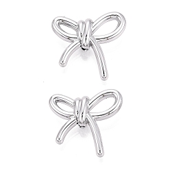 Silver Plated UV Plating Acrylic Beads, Bowknot, Silver Plated, 26x28x9mm, Hole: 2.8mm