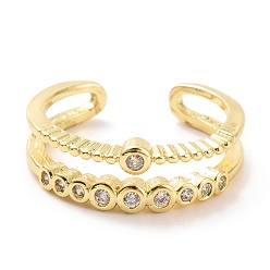 Light Gold Прозрачное кольцо-манжета с двойной линией кубического циркония, украшения из латуни для женщин, без кадмия и без свинца, золотой свет, размер США 6 1/2 (16.9 мм)
