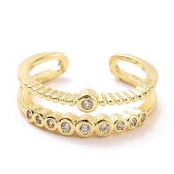 Light Gold Прозрачное кольцо-манжета с двойной линией кубического циркония, украшения из латуни для женщин, без кадмия и без свинца, золотой свет, размер США 6 1/2 (16.9 мм)