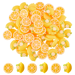 Золотистый 100 шт 2 стили кабошоны из непрозрачной смолы, лимон, золотые, 15~19x18.5~20x3~6 мм, 50 шт / стиль