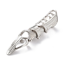 Античное Серебро Двойное кольцо из сплава в форме чумного доктора, готическое открытое кольцо-манжета для мужчин, античное серебро, Внутренний диаметр: 13 мм и 17 мм