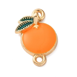 Naranja Dijes conectores de aleación esmaltada con temática frutal, la luz de oro, naranja, naranja, 18.5x12.5x4 mm, agujero: 1.2 mm
