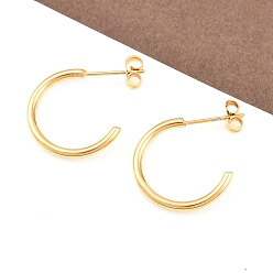 Настоящее золото 18K 316 серьги-гвоздики из нержавеющей стали c-образной формы, с 304 берушами из нержавеющей стали и 316 штифтами из нержавеющей стали, ионное покрытие (ip), реальный 18 k позолоченный, 19.5x2 мм