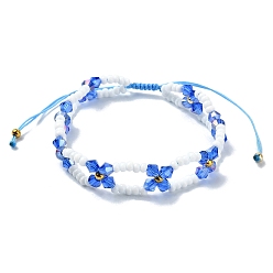 Королевский синий Женские регулируемые плетеные браслеты из плетенных стеклянных цветов с бусинами, королевский синий, внутренний диаметр: 1-7/8~3-1/4 дюйм (4.65~8.2 см)