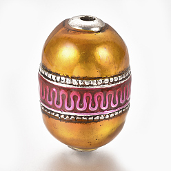 Goldenrod Antique Silver Plated CCB Plastic Enamel Rice Beads, Goldenrod, 46x31mm, Hole: 5mm