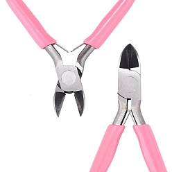 Pink 45# Carbon Steel Jewelry Pliers, Side Cutting Pliers, Side Cutter, Polishing, Pink, 10.5x7.5x0.85cm