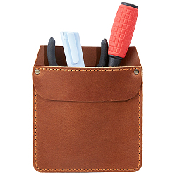SillínMarrón Funda de piel de vaca para bolígrafos y herramientas, Bolsa de herramientas resistente para pantalones vaqueros, Rectángulo, saddle brown, 155x135x6.5 mm