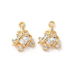 Прозрачный Латунные микро проложить кубического циркония подвески, сердце, без никеля , реальный 18 k позолоченный, прозрачные, 15x11.5x7.5 мм, отверстие : 1.5 мм