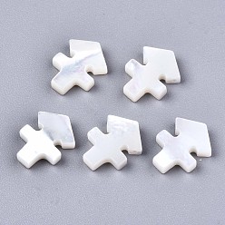 Sagittarius Natural White Shell Beads, Mother of Pearl Shell Beads, Top Drilled Beads, Constellation/Zodiac Sign, Sagittarius, 11.5x8.5x2.5mm, Hole: 0.8mm