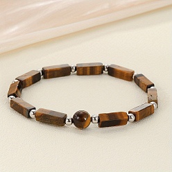 Тигровый глаз Браслеты из натурального тигрового глаза с бусинами для мужчин и женщин, кубоид, 7-1/2 дюйм (19 см)