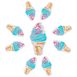 Фиолетовый 9 шт. полиэстеровая компьютерная вышивка ткань приклеиваемые/пришивные заплатки, аксессуары для костюма, аппликация, Детские коляски, мороженое, фиолетовые, 213x111x1 мм