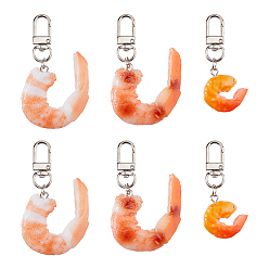 (52) Непрозрачная лаванда 6шт. 3 стили подвесных украшений из ПВХ в виде креветочного мяса, с поворотными застежками сплава, имитация продуктов питания, разноцветные, 63~74 мм, 2 шт / стиль