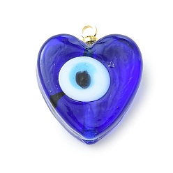 Королевский синий Ручной зла подвески бусины глаз, сердце прелести, королевский синий, 16.5~17x16~16.5x7.5~8.5 мм, отверстие : 1.6 мм