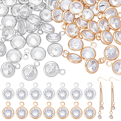 Платиновый & Золотой 80 шт 2 цвета кулоны из латуни, микропаве, циркония, круглые подвески, платиной и золотом, 9.5~10x6.5~7x3~3.5 мм, отверстие : 1.5 мм, 40 шт / стиль