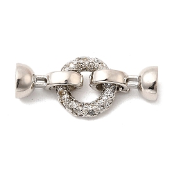 Платина Латунное микропейв, прозрачный кубический цирконий, складные застежки, закрутить круглое кольцо, платина, 32.5 мм