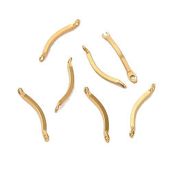 Real 18K Gold Plated Ion Plating(IP) 304 Stainless Steel Connector Charms, Curved Bar Links, Real 18K Gold Plated, 15x2x2.5mm, Hole: 1mm