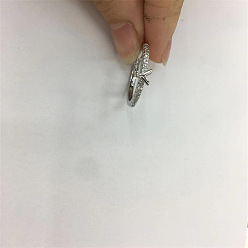 Letter Y Кольца из латуни с микропаве, прозрачные кольца с кубическим цирконием, Реальная платина, Письмо Y, внутренний диаметр: 20 мм