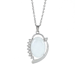 Quartz Crystal Natural Quartz Crystal Pendant Necklaces, with Stainless Ssteel Chains, 19.69 inch(50cm)
