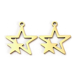 Golden 201 Stainless Steel Pendants, Star Charm, Golden, 16x15x1mm, Hole: 1.2mm