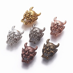 (52) Непрозрачная лаванда Сплавочные овальные бусины тибетского стиля , дьявол, разноцветные, 17x12x7 мм, отверстие : 1.6 мм