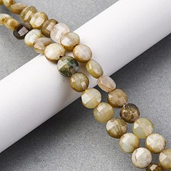 Сюянь Нефрит Природного нефрита Xiuyan бисер нитей, граненый квадратный разрез, плоско-круглые, 8~8.5x4.5~6.8 мм, отверстие : 0.8~1.2 мм, около 48~49 шт / нитка, 15.08~15.35 дюйм (38.3~39 см)