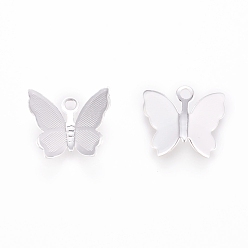 Серебро Латунь прелести, долговечный, бабочка, серебряные, 11x13x3.5 мм, отверстие : 1.6 мм