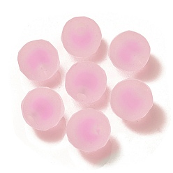 Pink Transparent Acrylic Beads, Frosted, Bead in Bead, Faceted Round, Pink, 15mm, Hole: 4mm