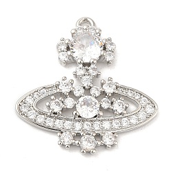 Платина Подвески из кубического циркония с покрытием из латуни, долговечный, без кадмия и без свинца, платина, 22.5x22x3.8 мм, отверстие : 1 мм