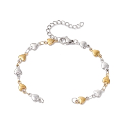 Золотой & Цвет Нержавеющей Стали 304 изготовление браслетов-цепочек в форме сердца из нержавеющей стали для женщин, золотые и нержавеющая сталь цвет, 6-1/8 дюйм (15.5 см)