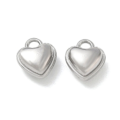 Stainless Steel Color 304 Stainless Steel Charms, Heart Charms, Stainless Steel Color, 12.5x11x7mm, Hole: 2.5x3mm
