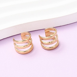 Настоящее золото 18K 304 тройные серьги-каффы из нержавеющей стали в форме буквы С, ионное покрытие (ip), реальный 18 k позолоченный, 13.5x13x11 мм