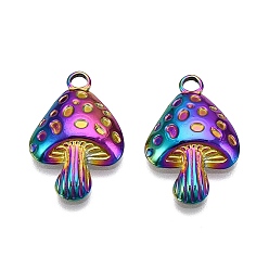 Rainbow Color 304 подвески из нержавеющей стали, грибное очарование, Радуга цветов, 23.5x15.5x4 мм, отверстие : 1.8 мм