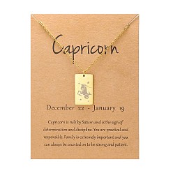 Козерог Двенадцать созвездий подвески ожерелья, ожерелья из нержавеющей стали, золотые, Козерог, 15.75 дюйм (40 см)