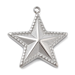 Нержавеющая Сталь Цвет 304 подвески из нержавеющей стали, звезда очарование, анти-тускнение, цвет нержавеющей стали, 20.5x19x3.5 мм, отверстие : 1.4 мм